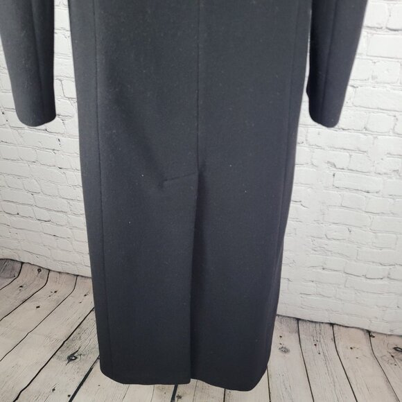 VTG Steve By Searle Black Italian Wool Fox Fur Trim Hooded Coat USA Made Size 6 - Picture 13 of 16